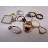 A 9ct gold ring together with a quantity of silver and costume rings,