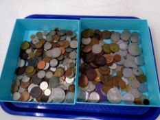 A tray of eighteenth century and later British and European coins