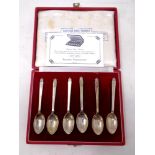 A cased set of six silver teaspoons, Sheffield marks.
