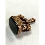 A 9ct gold bloodstone set Victorian fob