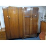 A 20th century Gentleman's double door wardrobe retailed by Bevans of Newcastle together with a