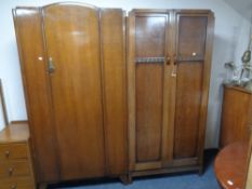 A 20th century Gentleman's double door wardrobe retailed by Bevans of Newcastle together with a