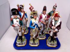 A tray of seven ceramic figures - Napoleonic soldiers