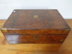 A Victorian burr walnut writing box