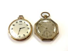 Two gold plated pocket watches by Oris and Thomas Russell