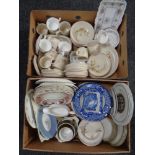 Two boxes of ceramics to include harvest pattern oven to table ware dinner service, Royal Albert,