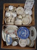 Two boxes of ceramics to include harvest pattern oven to table ware dinner service, Royal Albert,