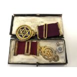 A group of silver and gold mounted Masonic items