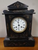 A Victorian slate mantel clock