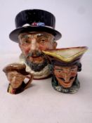 Three Royal Doulton character jugs - Beef eater, Dick Turpin, Arry.