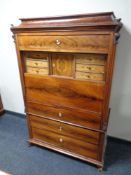 A 19th century inlaid mahogany secretaire chest