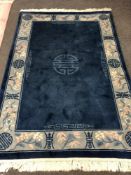 A Chinese rug on blue ground,