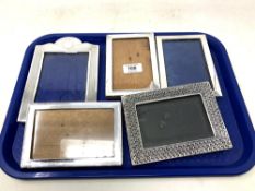 Five silver photograph frames, together with another frame, tallest 19.5cm.