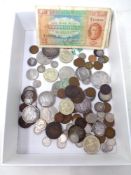 A box containing George III and later British and foreign coins,