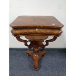 A Victorian mahogany pedestal work table