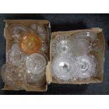 Two boxes containing large quantity of 20th century cut and pressed glass