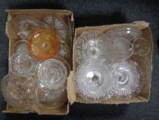 Two boxes containing large quantity of 20th century cut and pressed glass