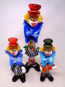 Three Murano glass clowns