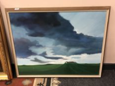 Continental school : storm clouds over farmland,