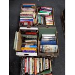 A pallet containing 5 boxes of books to include embroidery, cross stitch, baking, painters,