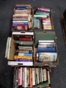 A pallet containing 5 boxes of books to include embroidery, cross stitch, baking, painters,