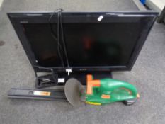A Sony Bravia 26" LCD TV together with a Challenge electric cordless hedge trimmer (no charger)
