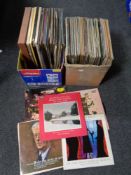 Two boxes containing vinyl LPs and box sets to include easy listening compilations classical etc