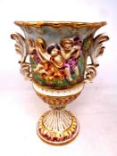 A Capodimonte twin handled vase, height 29.