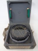 A WWI type P4A compass in a fitted wooden crate