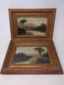 Two antiquarian gilt framed landscape oils, 25.5cm by 15.