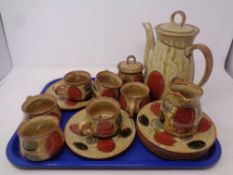 A tray of fifteen piece Japanese pottery coffee service