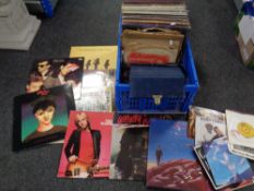 A box containing vinyl 78 LPs and 7inch singles to include compilations, classical, Grace Jones,