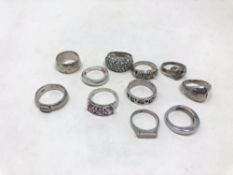 Eleven various silver rings CONDITION REPORT: 53g gross