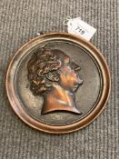 A 19th century copper plaque depicting Goethe,