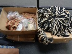 Four boxes containing large quantities of fabric tasseled trim