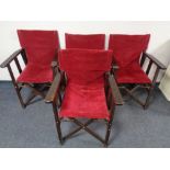 A set of four 20th century folding director style chairs,