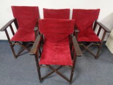 A set of four 20th century folding director style chairs,