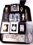 A tray contained box of lady's and gents wristwatches including Oasis,