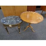 A 20th century pie crust edged occasional table on tripod base together with a further French style