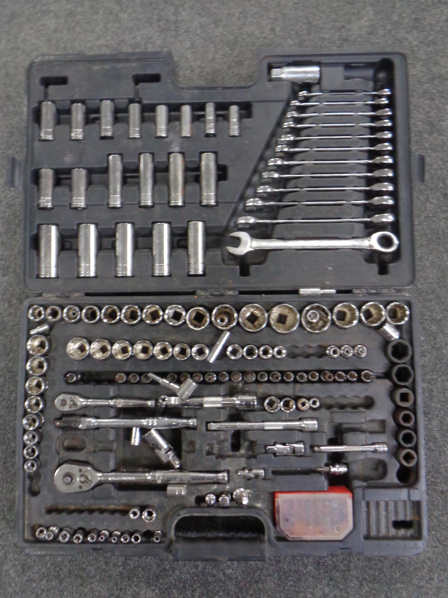 A Halfords advanced tool kit in case