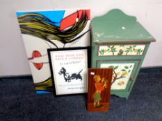A painted bedside cabinet together with a contemporary wall picture,