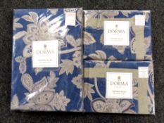 A Dorma Samira Blue 300 thread count double duvet cover together with two Oxford pillow cases (3,