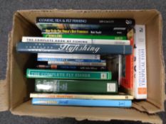 A box of a quantity of books relating to fishing and fish