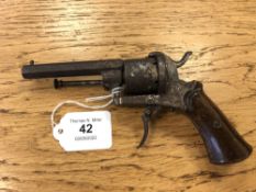 A 19th century pinfire revolver (a/f) CONDITION REPORT: Pinfire weapons are obsolete