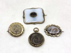 A group of 19th century mourning brooches