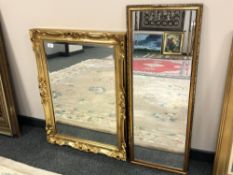 A contemporary gilt framed mirror 61cm x 82cm together with a further rectangular mirror