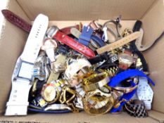 A box containing a quantity of lady's and gents wristwatches,