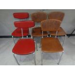 5 Chrome cafe chairs upholstered in vinyl