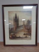A 19th century hand coloured etching - Cathedral