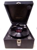 A Columbia table top portable gramophone